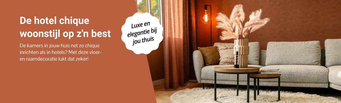 Vloer- en raamdecoratie voor een hotel chique woonstijl